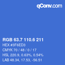 カラーコード: RGB 63.7 110.6 211 | qconv.com