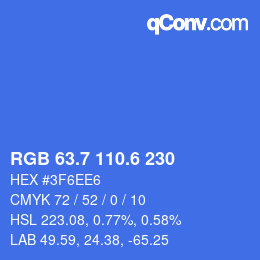 カラーコード: RGB 63.7 110.6 230 | qconv.com