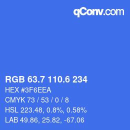 カラーコード: RGB 63.7 110.6 234 | qconv.com