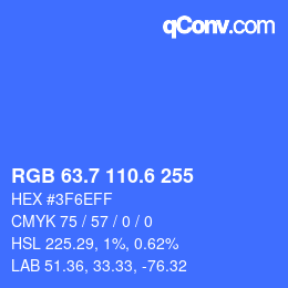 カラーコード: RGB 63.7 110.6 255 | qconv.com