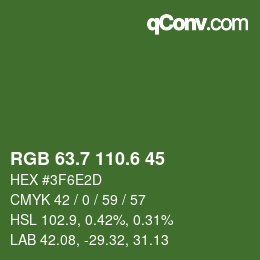 カラーコード: RGB 63.7 110.6 45 | qconv.com