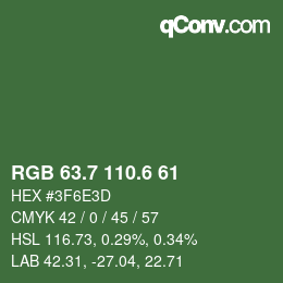 カラーコード: RGB 63.7 110.6 61 | qconv.com
