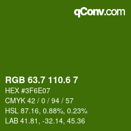 カラーコード: RGB 63.7 110.6 7 | qconv.com
