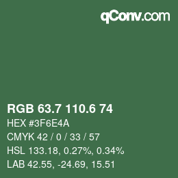 カラーコード: RGB 63.7 110.6 74 | qconv.com