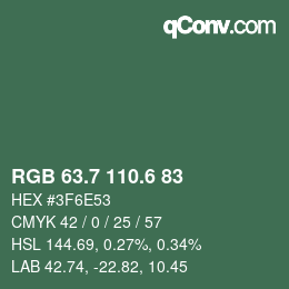 カラーコード: RGB 63.7 110.6 83 | qconv.com