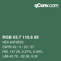 カラーコード: RGB 63.7 110.6 85 | qconv.com