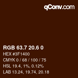 カラーコード: RGB 63.7 20.6 0 | qconv.com