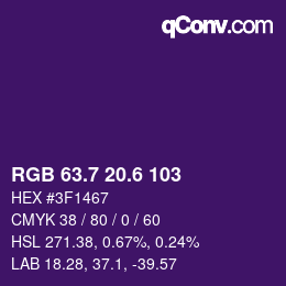 カラーコード: RGB 63.7 20.6 103 | qconv.com