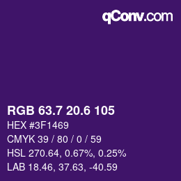カラーコード: RGB 63.7 20.6 105 | qconv.com