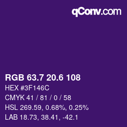 カラーコード: RGB 63.7 20.6 108 | qconv.com