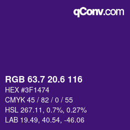 カラーコード: RGB 63.7 20.6 116 | qconv.com