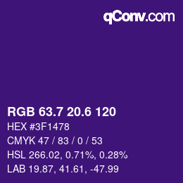 カラーコード: RGB 63.7 20.6 120 | qconv.com