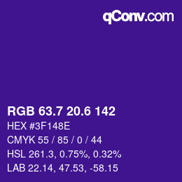 カラーコード: RGB 63.7 20.6 142 | qconv.com