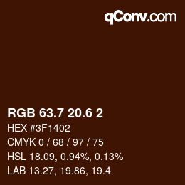 カラーコード: RGB 63.7 20.6 2 | qconv.com