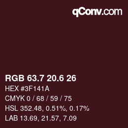 カラーコード: RGB 63.7 20.6 26 | qconv.com