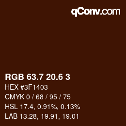 カラーコード: RGB 63.7 20.6 3 | qconv.com