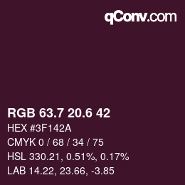 カラーコード: RGB 63.7 20.6 42 | qconv.com