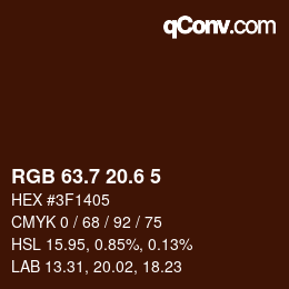 カラーコード: RGB 63.7 20.6 5 | qconv.com