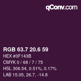 カラーコード: RGB 63.7 20.6 59 | qconv.com