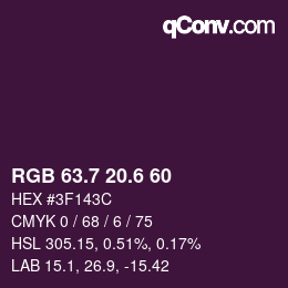 カラーコード: RGB 63.7 20.6 60 | qconv.com