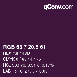 カラーコード: RGB 63.7 20.6 61 | qconv.com