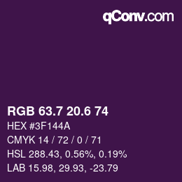 カラーコード: RGB 63.7 20.6 74 | qconv.com