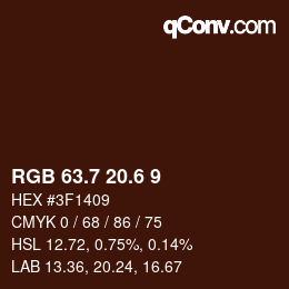 カラーコード: RGB 63.7 20.6 9 | qconv.com