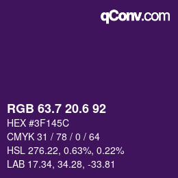 カラーコード: RGB 63.7 20.6 92 | qconv.com