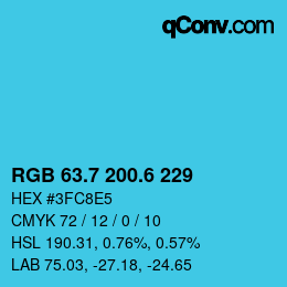 カラーコード: RGB 63.7 200.6 229 | qconv.com