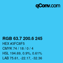 カラーコード: RGB 63.7 200.6 245 | qconv.com