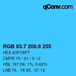 カラーコード: RGB 63.7 200.6 255 | qconv.com