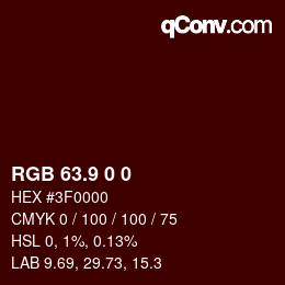 Farbcode: RGB 63.9 0 0 | qconv.com