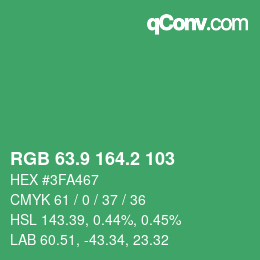 カラーコード: RGB 63.9 164.2 103 | qconv.com