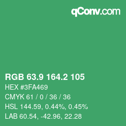 カラーコード: RGB 63.9 164.2 105 | qconv.com