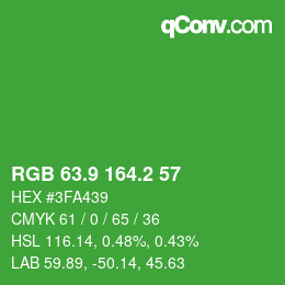 カラーコード: RGB 63.9 164.2 57 | qconv.com