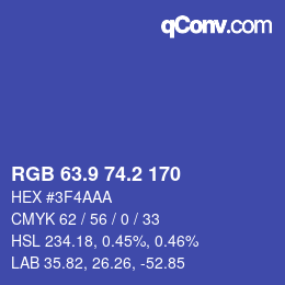 カラーコード: RGB 63.9 74.2 170 | qconv.com