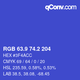 カラーコード: RGB 63.9 74.2 204 | qconv.com