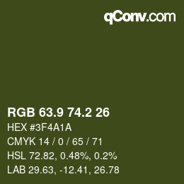 Color code: RGB 63.9 74.2 26 | qconv.com