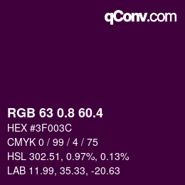 カラーコード: RGB 63 0.8 60.4 | qconv.com
