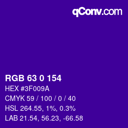 Color code: RGB 63 0 154 | qconv.com