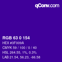 Color code: RGB 63 0 154 | qconv.com