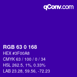 Color code: RGB 63 0 168 | qconv.com