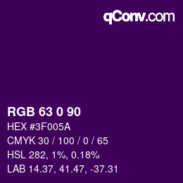 カラーコード: RGB 63 0 90 | qconv.com