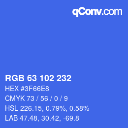 Color code: RGB 63 102 232 | qconv.com