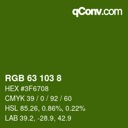 カラーコード: RGB 63 103 8 | qconv.com