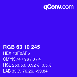 颜色代码: RGB 63 10 245 | qconv.com