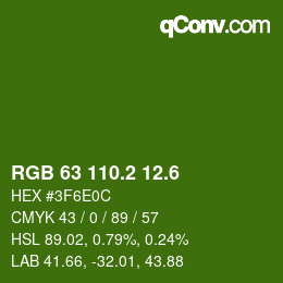 カラーコード: RGB 63 110.2 12.6 | qconv.com