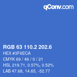 カラーコード: RGB 63 110.2 202.6 | qconv.com