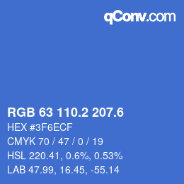 カラーコード: RGB 63 110.2 207.6 | qconv.com