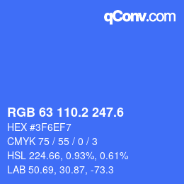 カラーコード: RGB 63 110.2 247.6 | qconv.com
